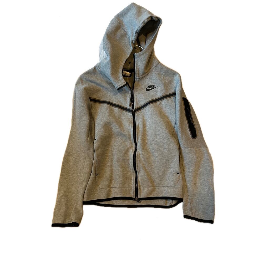 Nike Gray w Black Trim Full Zip Up Hoodie Mens S